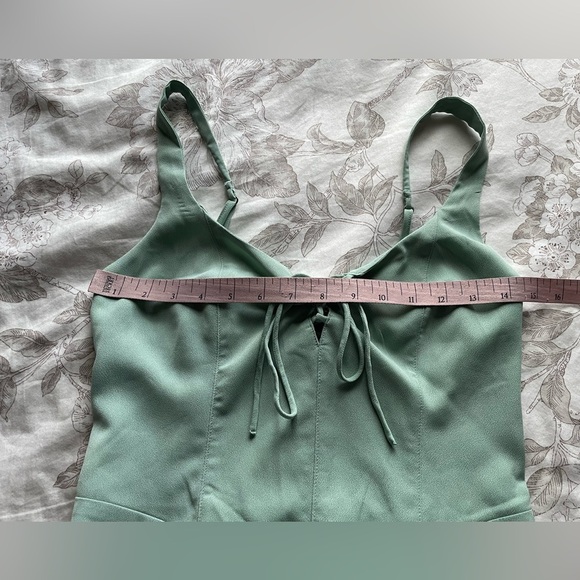 Abercrombie Corset Lace Up Midi Dress Sage Green Small Tall Feminine Fairy Boho - Picture 7 of 10